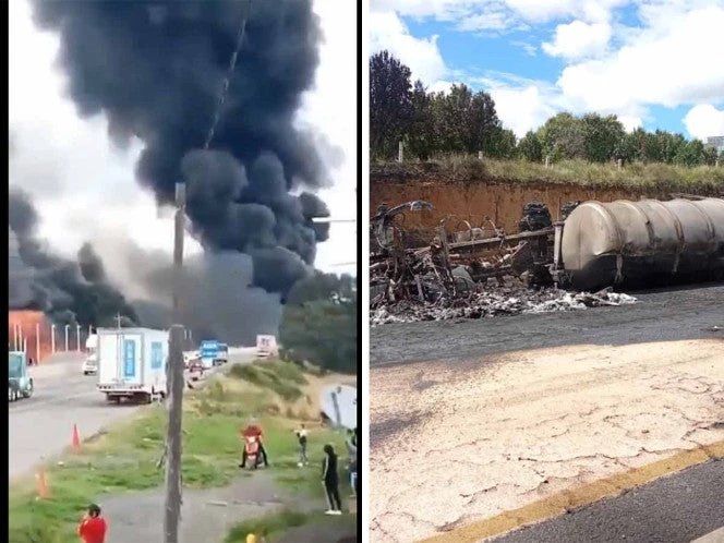 ¡Explota pipa en la México-Puebla! Cierran ambos sentidos de la vialidad