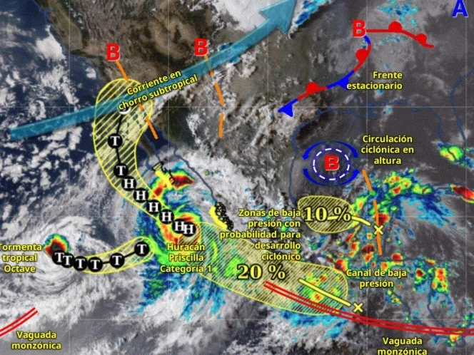 Clima en México este 7 de octubre: Prevén más lluvias en estos estados por 'Priscilla' 