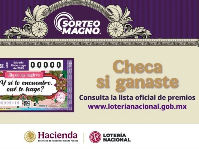 Lotería Nacional: Resultados del Sorteo Magno 388 del 10 de mayo de 2025