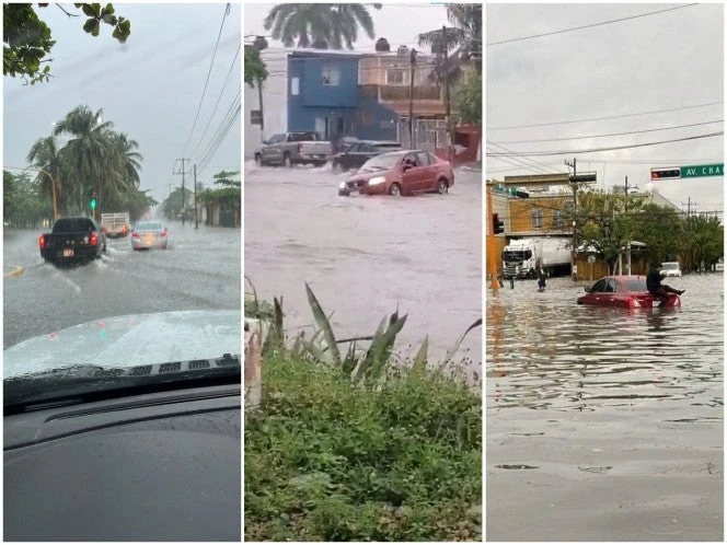En dos horas, fuertes lluvias dejan inundaciones y autos varados en Cancún
