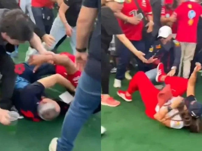 Aficionados protagonizan pelea en el GP de México