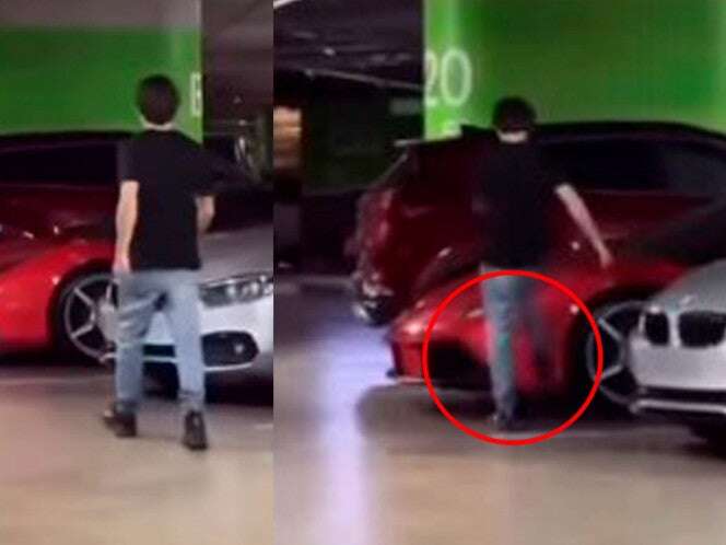 VIDEO: Sólo por hacerse viral, joven patea un Ferrari estacionado en centro comercial