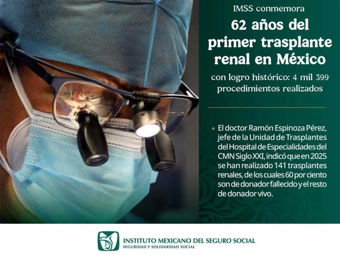 IMSS celebra 62 años del primer trasplante de riñón en México