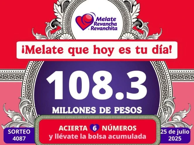 Melate: Resultados del sorteo del 25 de julio de 2025
