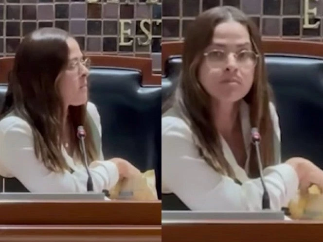Captan a diputada Norma López Ramírez comiendo palomitas en plena sesión
