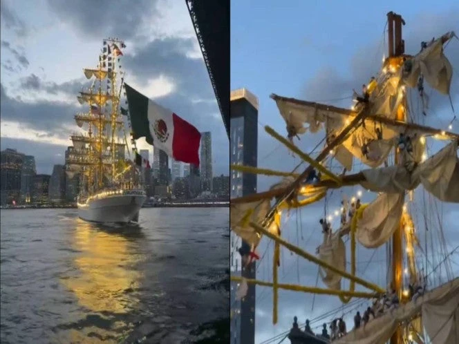Así fue el choque del velero Cuauhtémoc contra el Puente de Brooklyn. VIDEOS