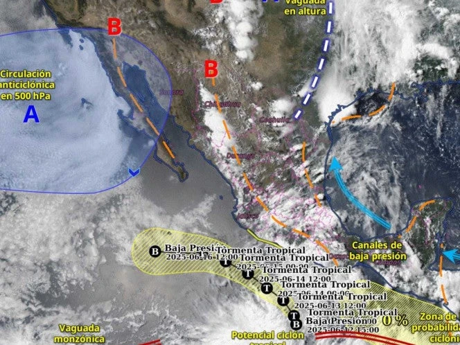 Clima en México este 13 de junio de 2025: Se esperan más lluvias por ciclón tropical