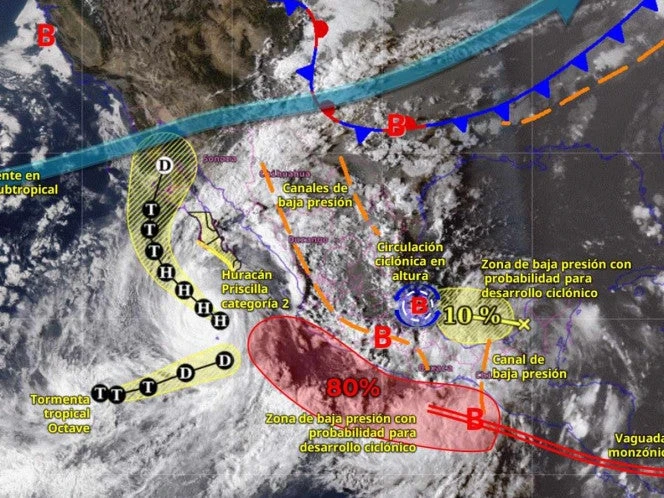 Clima en México este 8 de octubre: 'Priscilla' y zonas de baja presión provocarán más lluvias