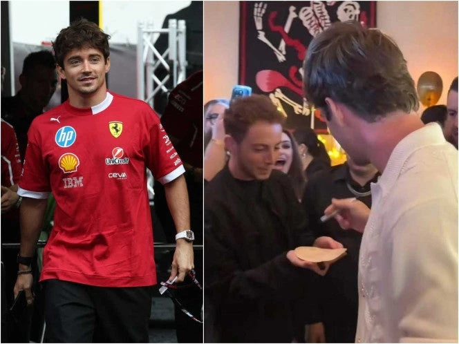 ¡Charles Leclerc da su autógrafo en una tortilla!