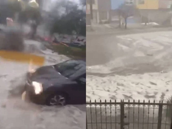 Granizada sorprende a Tlaquepaque y deja calles cubiertas de blanco