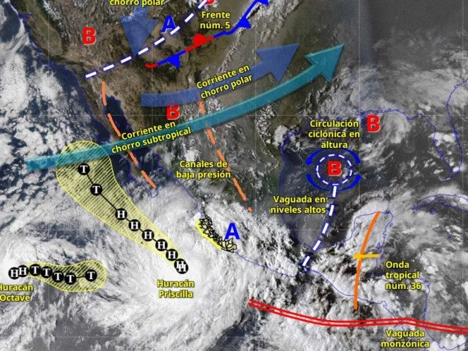 Clima en México este 6 de octubre: 'Priscilla' provocará lluvias en estos estados