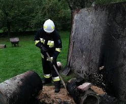Wybuch beczki ze smołą. Dwie osoby z ciężkimi poparzeniami