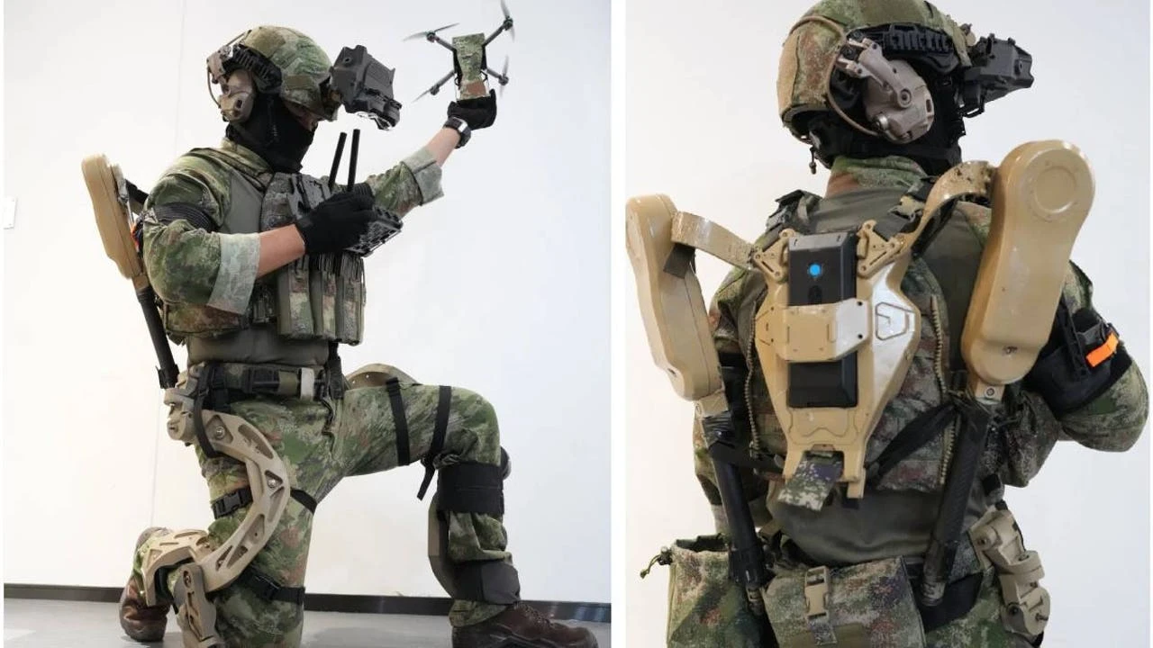 El nuevo exoesqueleto de China para operadores de drones: aumenta la fuerza, reduce el cansancio y lanza drones