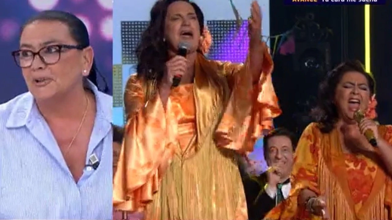 María del Monte al ver caracterizado a Bertín Osborne para imitarla: 