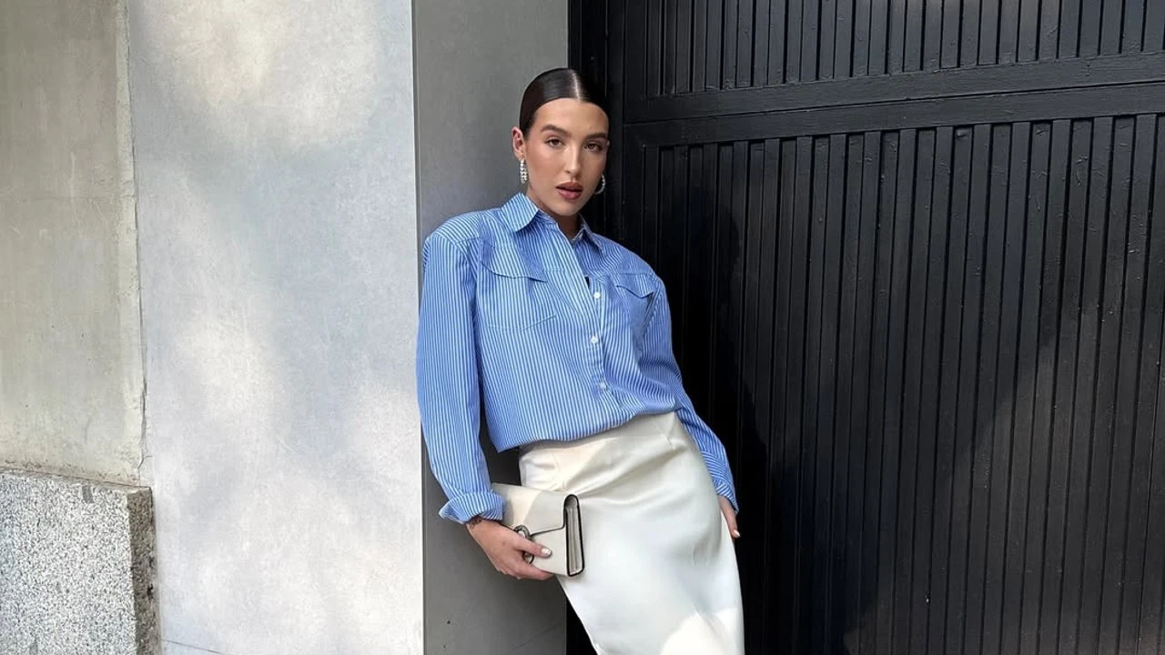 Camisa azul y falda satinada: el look que Alba Díaz ha robado del armario de su madre para arrasar en su último evento