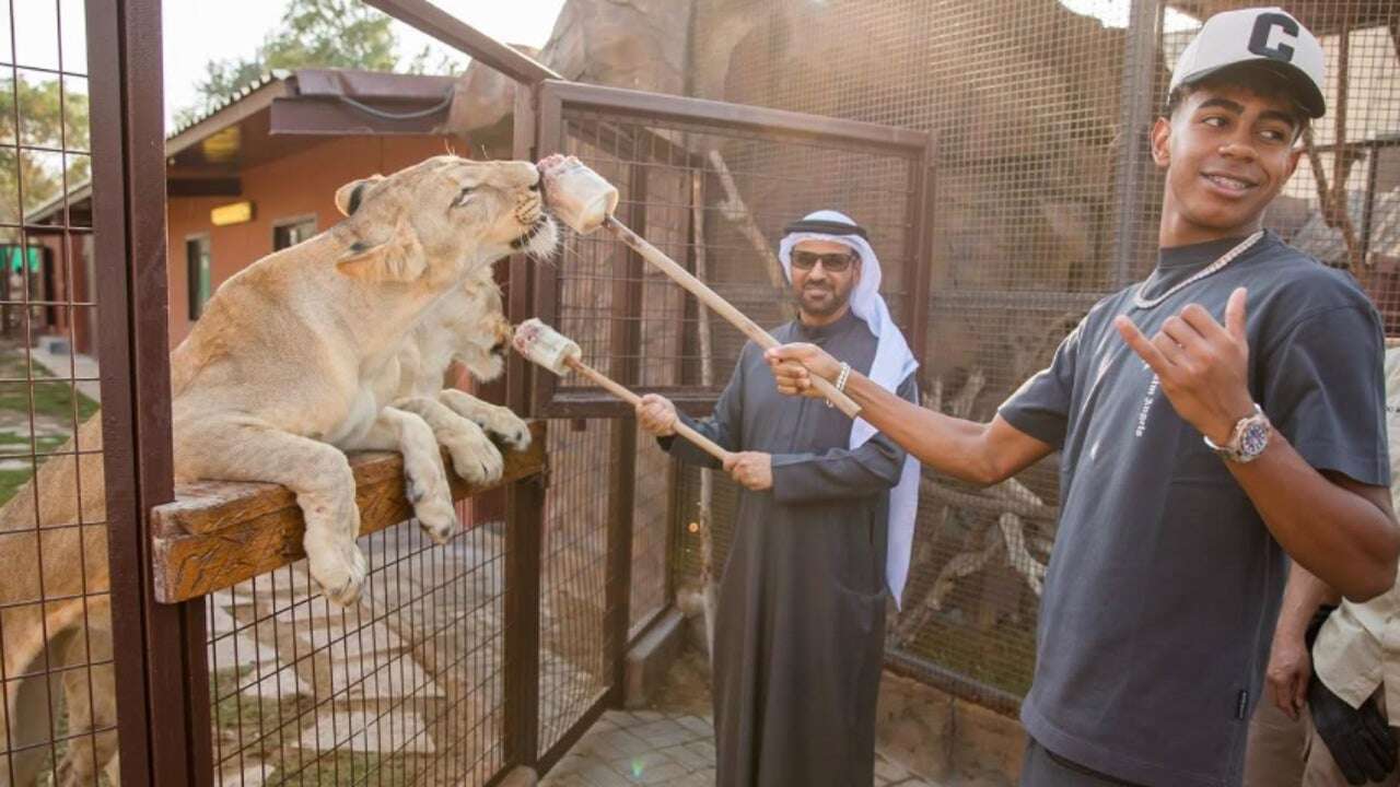 La impactante imagen de Lamine Yamal con tigres en sus vacaciones