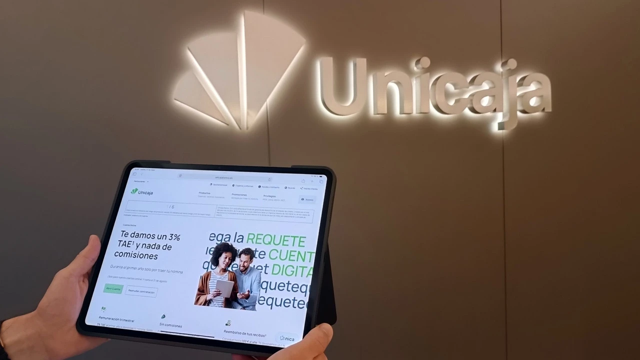 Unicaja lanza una cuenta online con rentabilidad, devolución en recibos y sin comisiones
