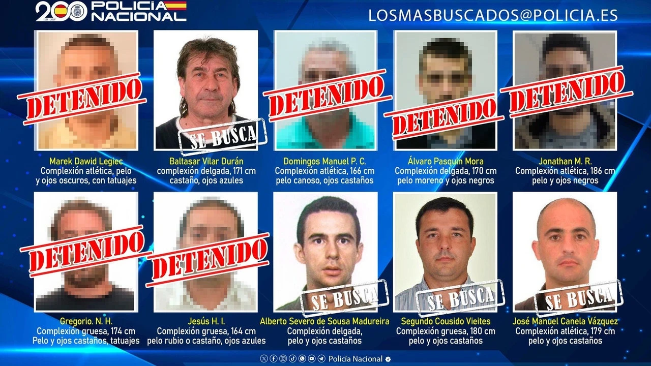 Estos son los fugitivos más buscados por la Policía Nacional tras el arresto del 