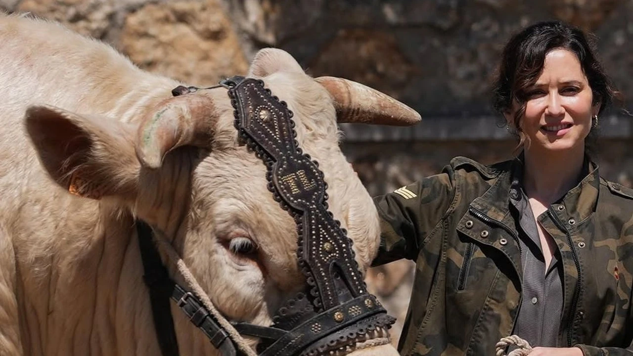 Ayuso sorprende en el Día del Trabajador con chaqueta militar española y vaqueros para una jornada en el campo