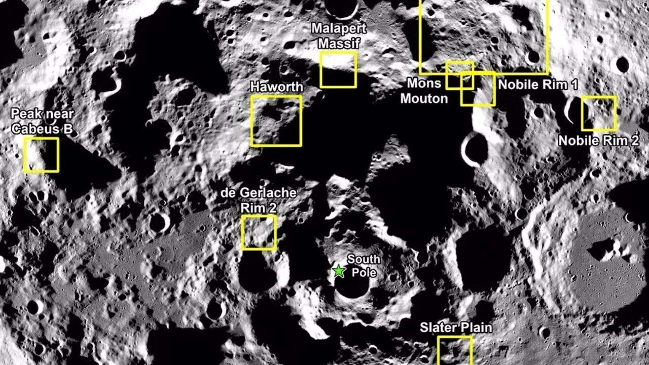 La NASA elige nueve posibles destinos para el regreso humano a la Luna