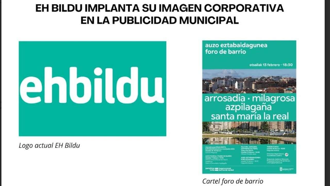 Denuncian que Bildu utiliza en Pamplona su logo para publicidad del Ayuntamiento