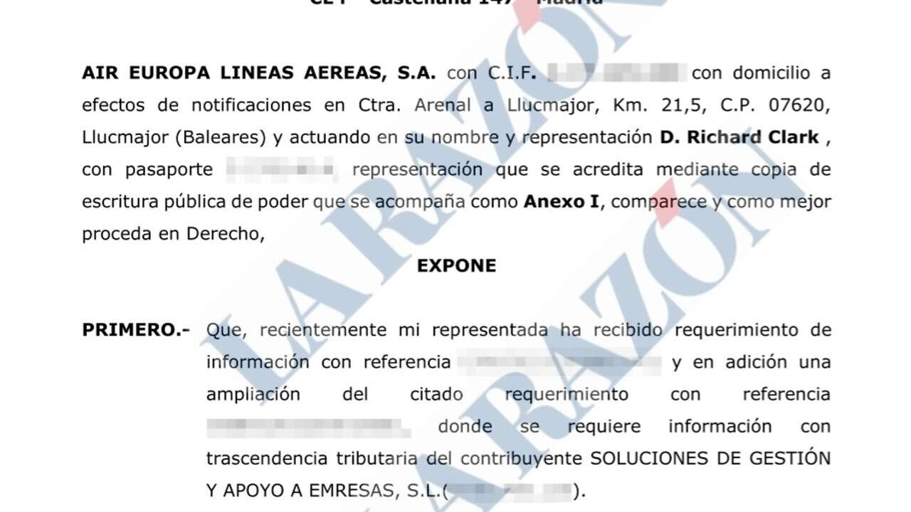 Air Europa negó ante Hacienda vínculos con Aldama