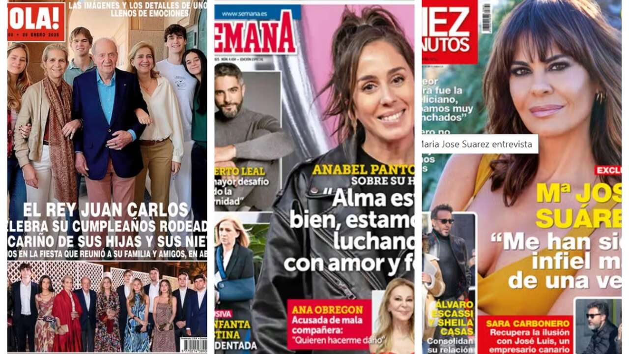 Kiosco: El cumpleaños del Rey Juan Carlos, rodeado de sus nietos y Anabel Pantoja, protagonistas de las revistas del corazón