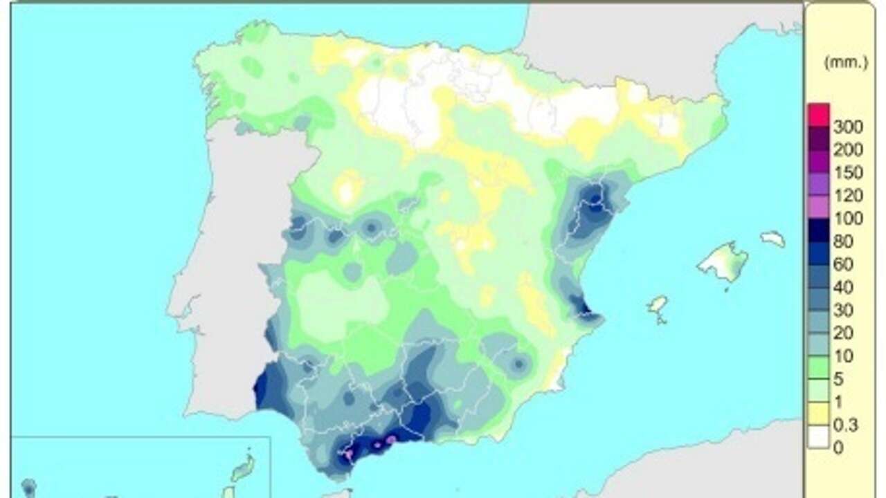 Las lluvias acumuladas en España son un 35% superiores a su valor normal