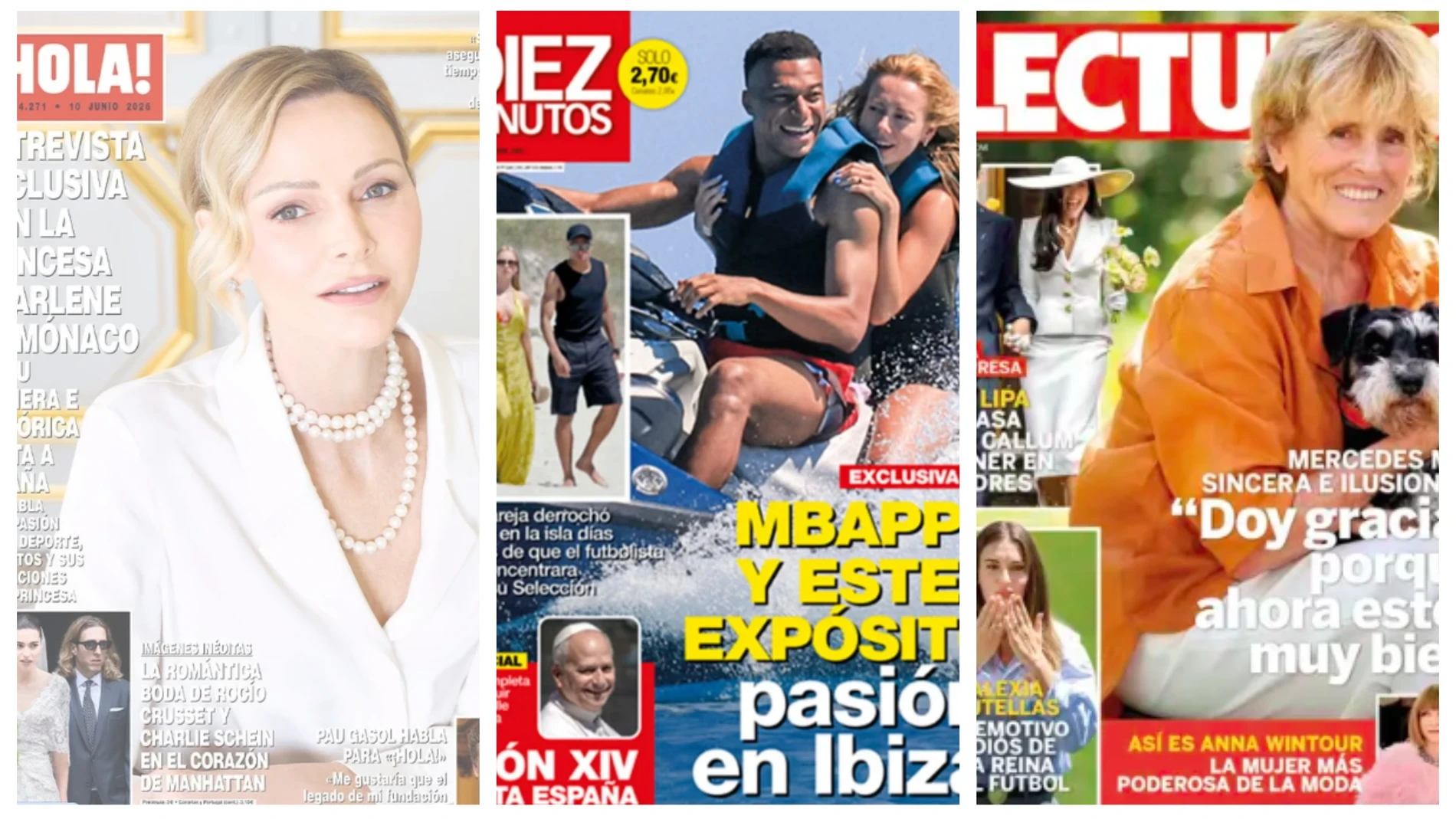 Estas son las portadas de las revistas del corazón: Charlène de Mónaco, Mercedes Milá y Ester Expósito, protagonistas de la semana