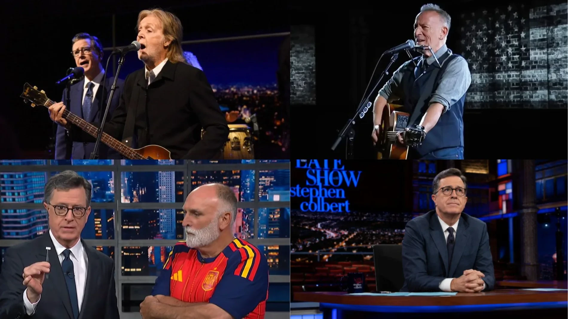 El chef José Andrés, Paul McCartney y Bruce Springsteen acompañan a Stephen Colbert en su despedida tras 11 años en la CBS