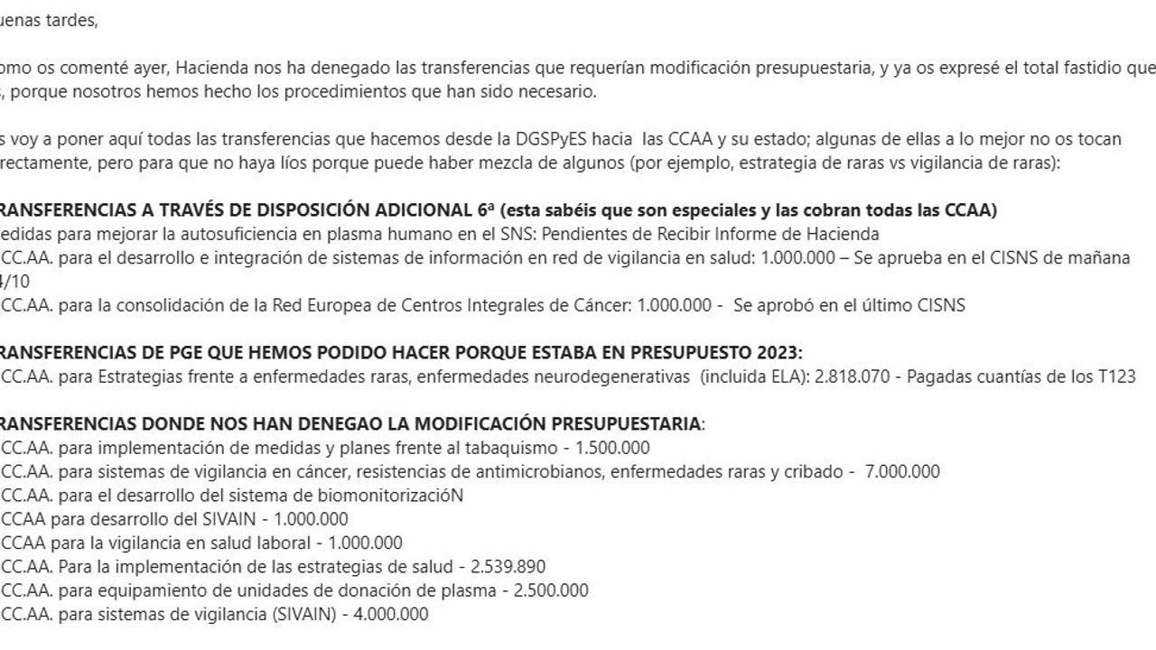 Así era el recorte de 19,5 millones en salud pública que planeaba Sanidad