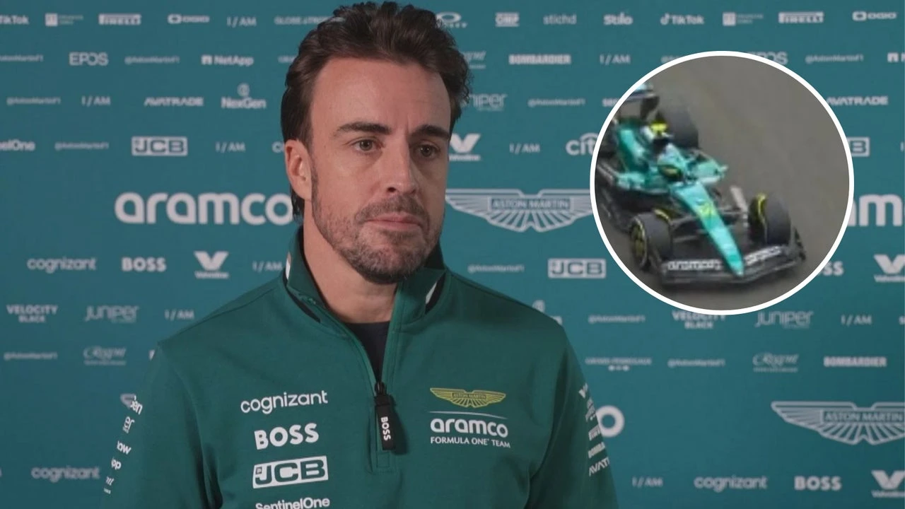 Monumental cabreo de Fernando Alonso con Aston Martin en Bakú: 
