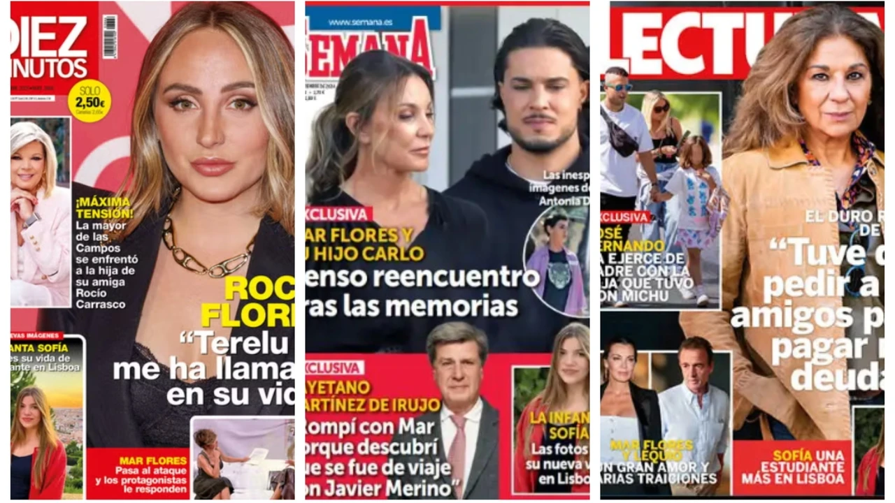 Estas son las portadas de las revistas del corazón: el duro relato de Lolita Flores y el tenso encuentro de Mar Flores y Carlo Costanzia tras la publicación de su libro