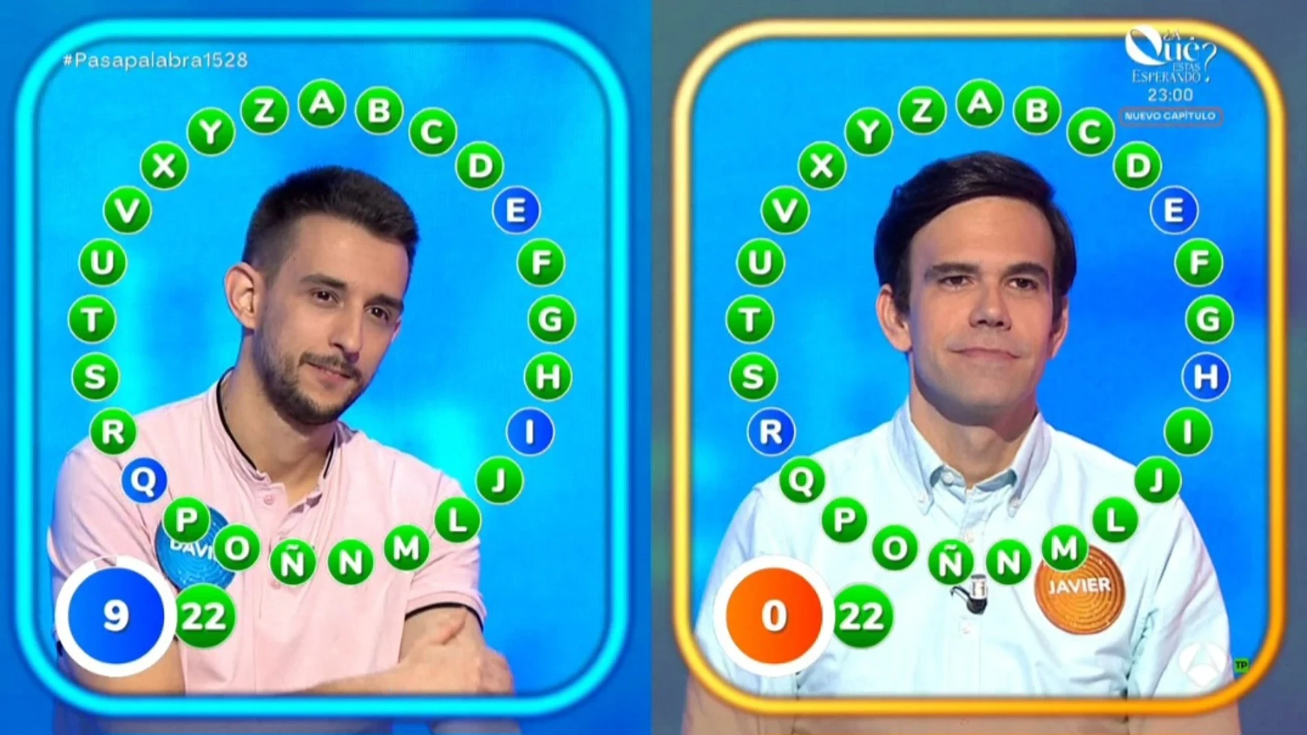 'Pasapalabra' continúa su emisión con total normalidad y celebra el noveno empate entre David Trigo y Javier Alonso