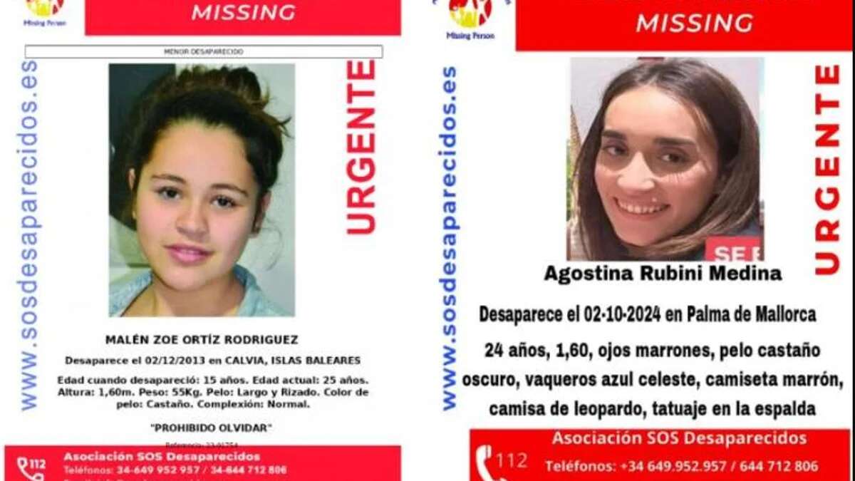 La misteriosa desaparición de Agostina Rubini hace días y su relación con la de Malén Ortiz en 2013 en Palma