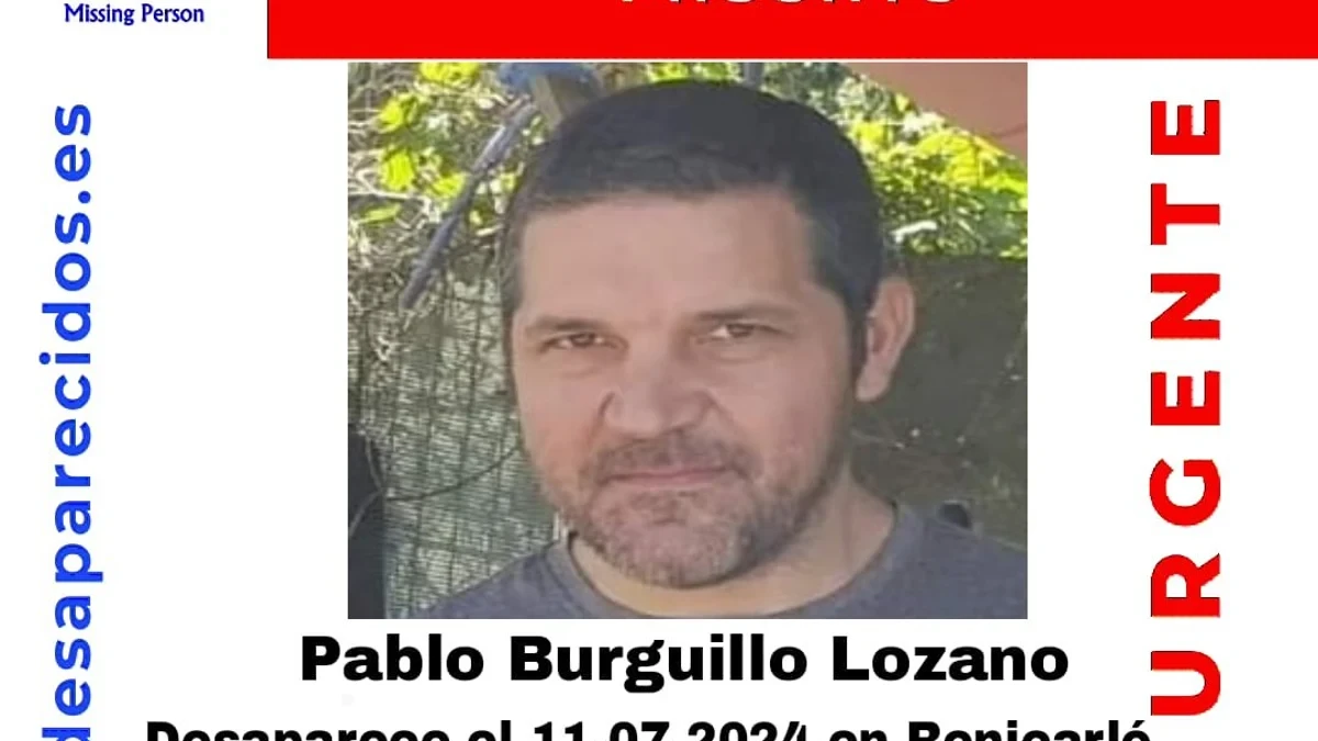 Desaparece un hombre de 44 años en Benicarló, Castellón: SOS Desaparecidos avisa que es una persona vulnerable