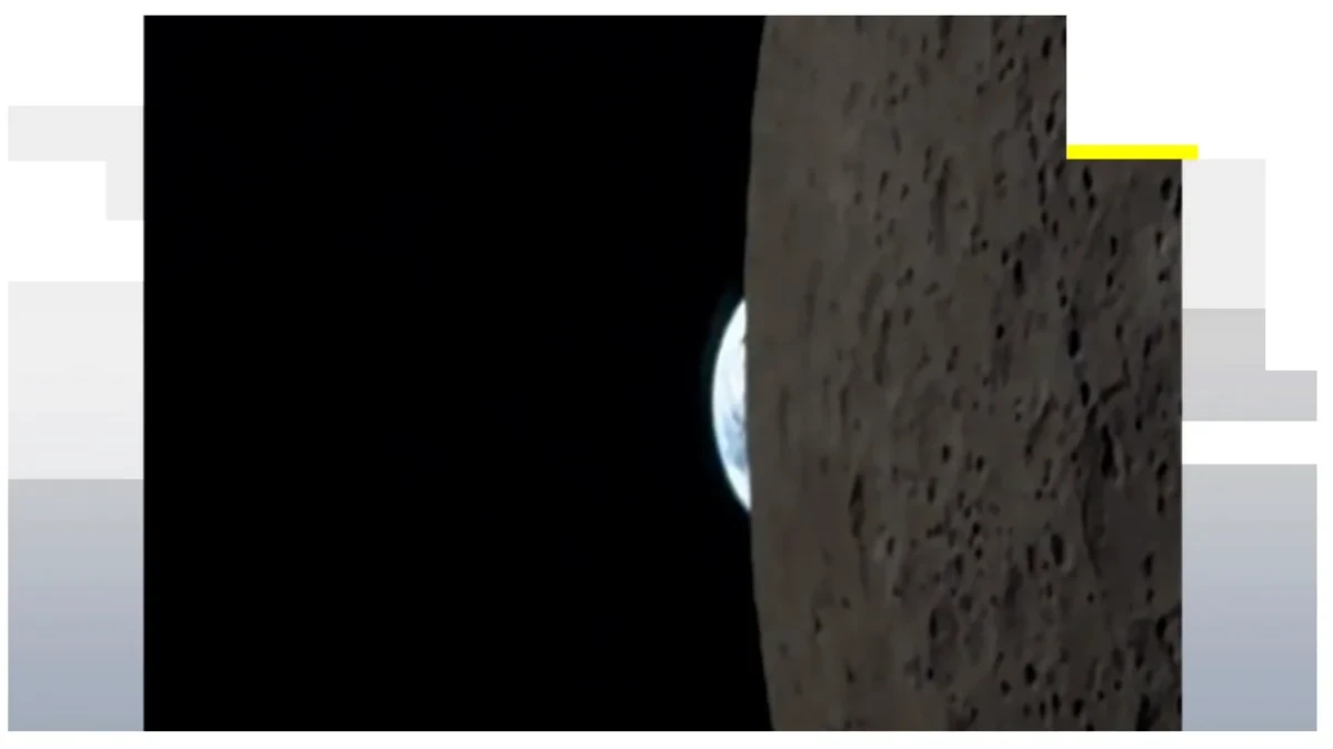 La imagen inédita de la luna y la tierra que grabó el comandante de la misión Artemis desde la escotilla con su teléfono móvil