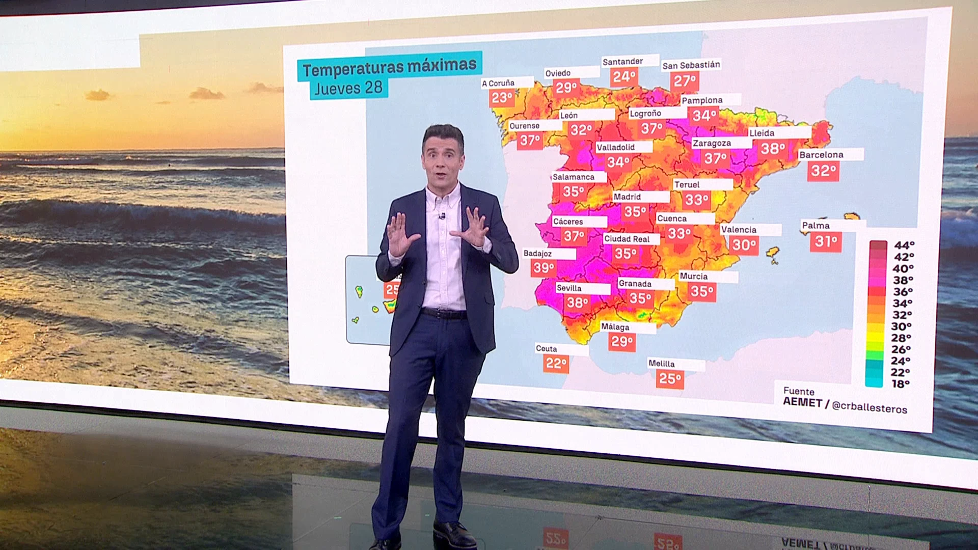 El calor veraniego será aún más fuerte: César Gonzalo avisa que las temperaturas seguirán subiendo.