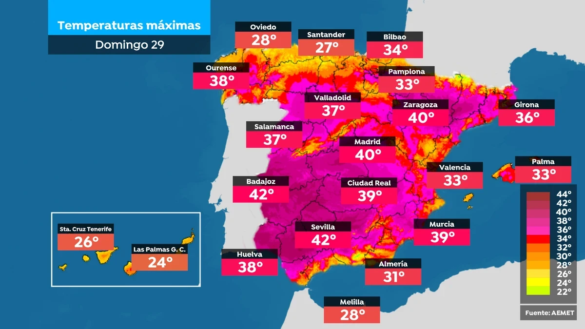 Mercedes Martín advierte sobre la primera ola de calor del verano: hasta 44 °C, noches tórridas y calima