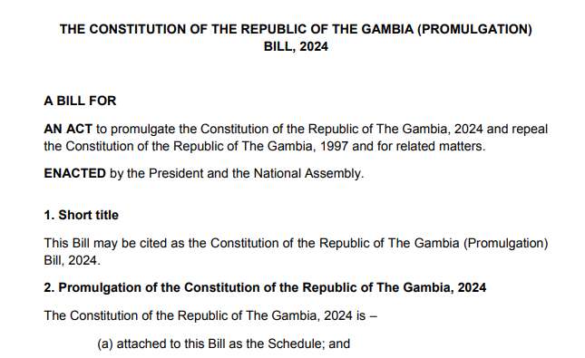 Gambia's Draft Constitution Released for Discussion