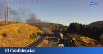 Muere el conductor de una furgoneta tras chocar contra un lateral e incendiarse en el túnel de Somosierra (Madrid)