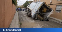 Teruel se hunde: una calle se traga un camión, grietas en edificios y muros que se caen a cachos