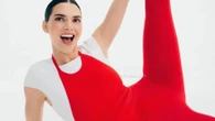 Kendall Jenner shows off her flexibility in red look as she poses with futuristic face mask in new beauty campaign