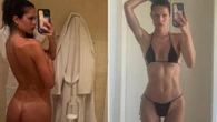 Nepo baby model with reality star mum and Hollywood legend dad strips completely naked in raunchy bathroom pics