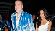 Brad Pitt rocks a very bold blue outfit as he heads out for another date night with girlfriend Ines de Ramon
