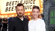 Nicole Brydon Bloom showcases diamond ring at Beetlejuice premiere in London after engagement to Justin Theroux
