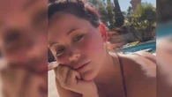 Teen Mom Jenelle Evans tans by the pool in a cheeky brown bikini near Vegas home as she promotes spicy site