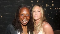 Jennifer Aniston goes braless in throwback to Friends days while attending Broadway play with The View’s Whoopi Goldberg