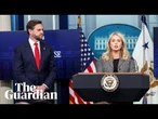 JD Vance joins press secrary at White House briefing after government shutdown – watch live
