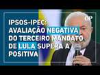 Ipsos-Ipec: 41% avaliam terceiro mandato de Lula como ruim ou péssimo, e 27% como ótimo ou bom